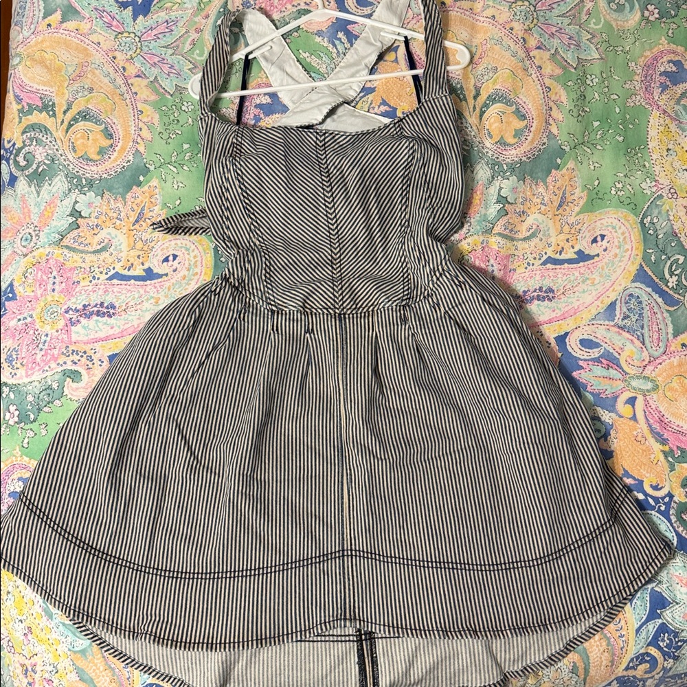 Pilcro Blue and Cream Striped Dress